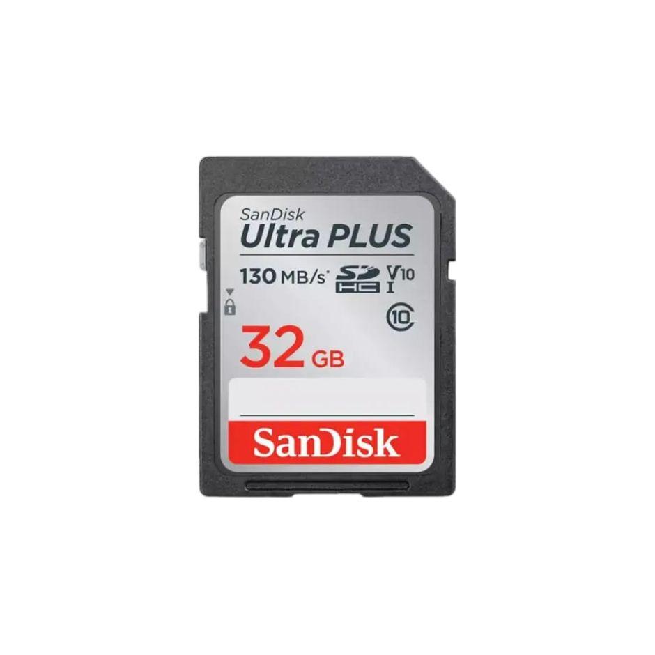 Memoria SDHC SanDisk Ultra Plus, 32GB, 130MB/s, clase 10