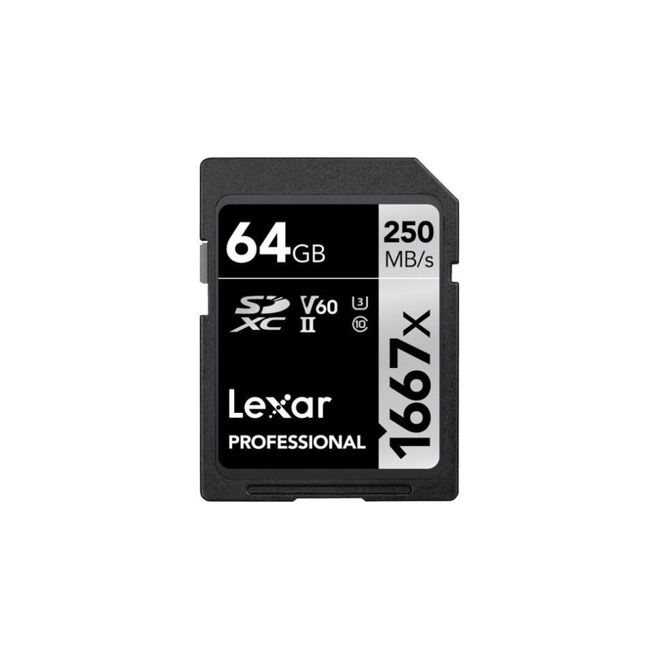 Memoria SDXC Lexar Professional, 64GB-250MB/s, UHS-II,U3,V60, 4K, clase 10