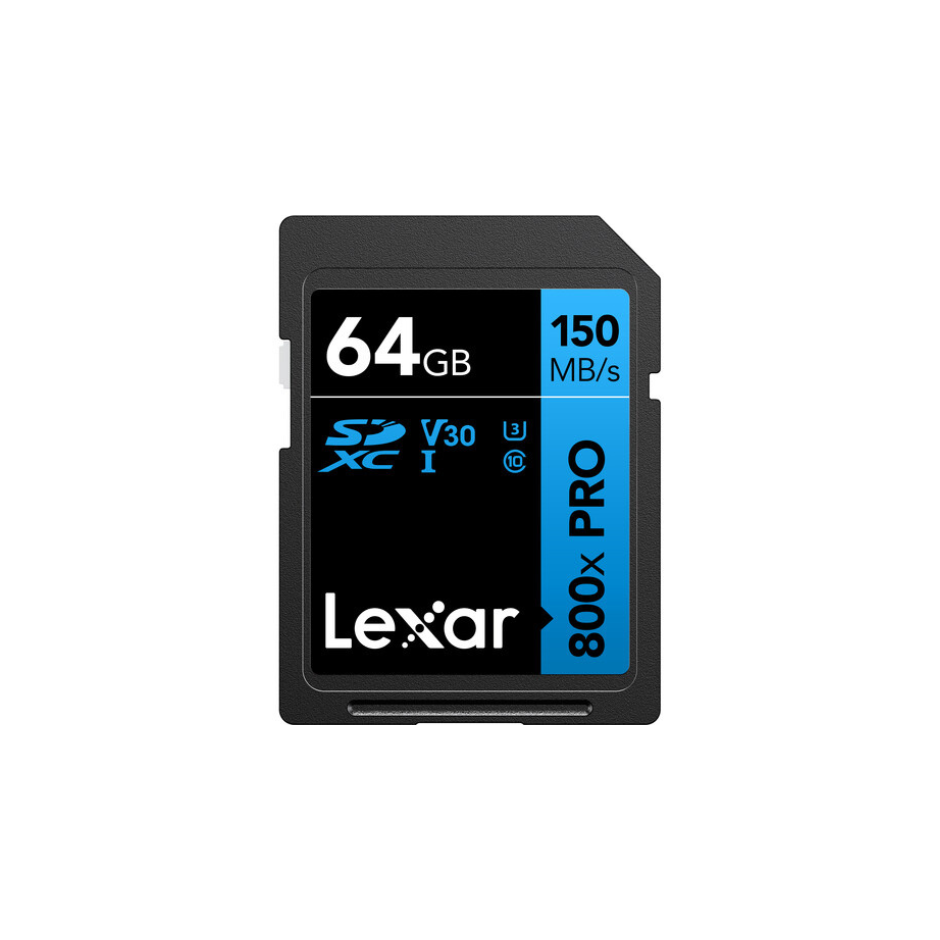 Memoria SDXC Lexar 64GB, 150MB/s, UHS-I, U3, V30, 4K, clase 10