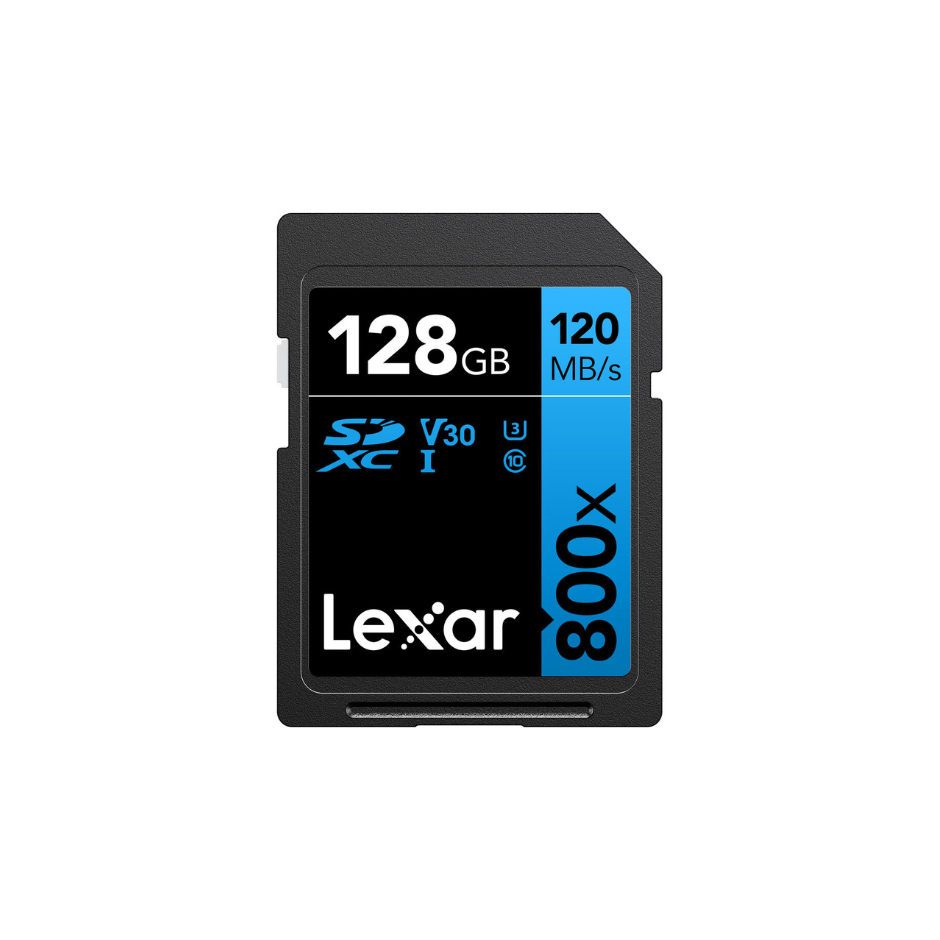 Memoria SDXC Lexar  128GB, 120MB/s, UHS-I, U3, V30, 4k, clase 10
