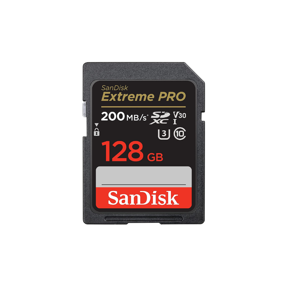 Memoria SDXC SanDisk ExtremePro, 128GB, 200MB/s, UHS-I, U3, V30, 4K, clase 10