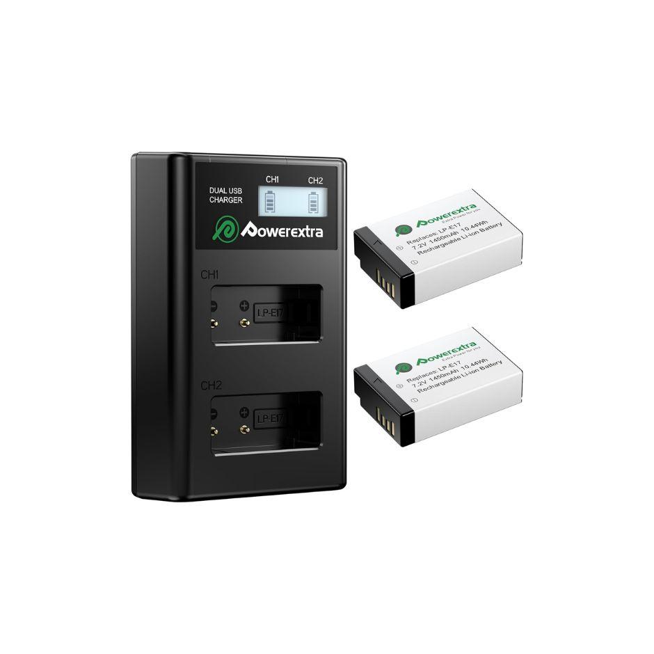 Batería y Cargador Powerextra LP-E17 compartible con Canon